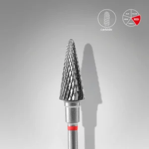 STALEKS EXPERT Fresa de metal duro «Cono» roja, diámetro 6 mm, parte de trabajo 14 mm