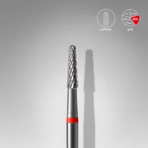 STALEKS EXPERT Fresa de metal duro «Cono» roja, diámetro 2,3 mm, parte de trabajo 8 mm