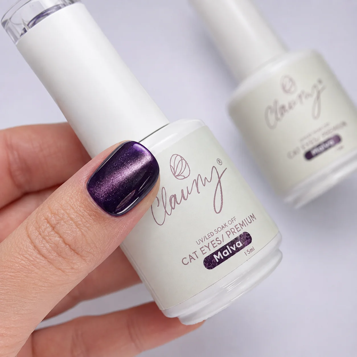 Premium Cat Eyes Malva — Esmalte Magnético Midnight Purple Claumy® 15ml - Imagen 2